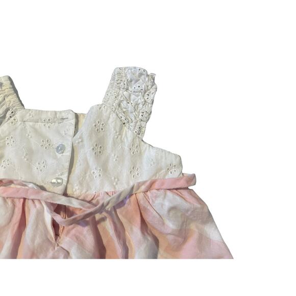 Rare Editions Girls 12M Pink and White Gingham Flower Embroidery Summer Dress - Picture 10 of 12